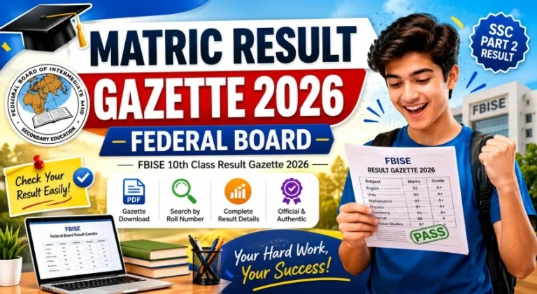 Matric Result Gazette 2026 Federal Board