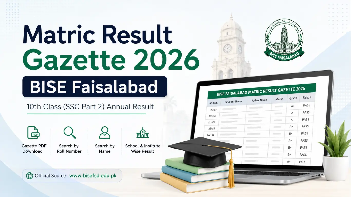 Matric Result Gazette 2026 BISE Faisalabad