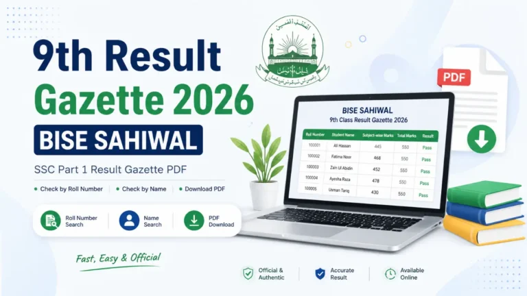 9th Result Gazette 2026 BISE Sahiwal