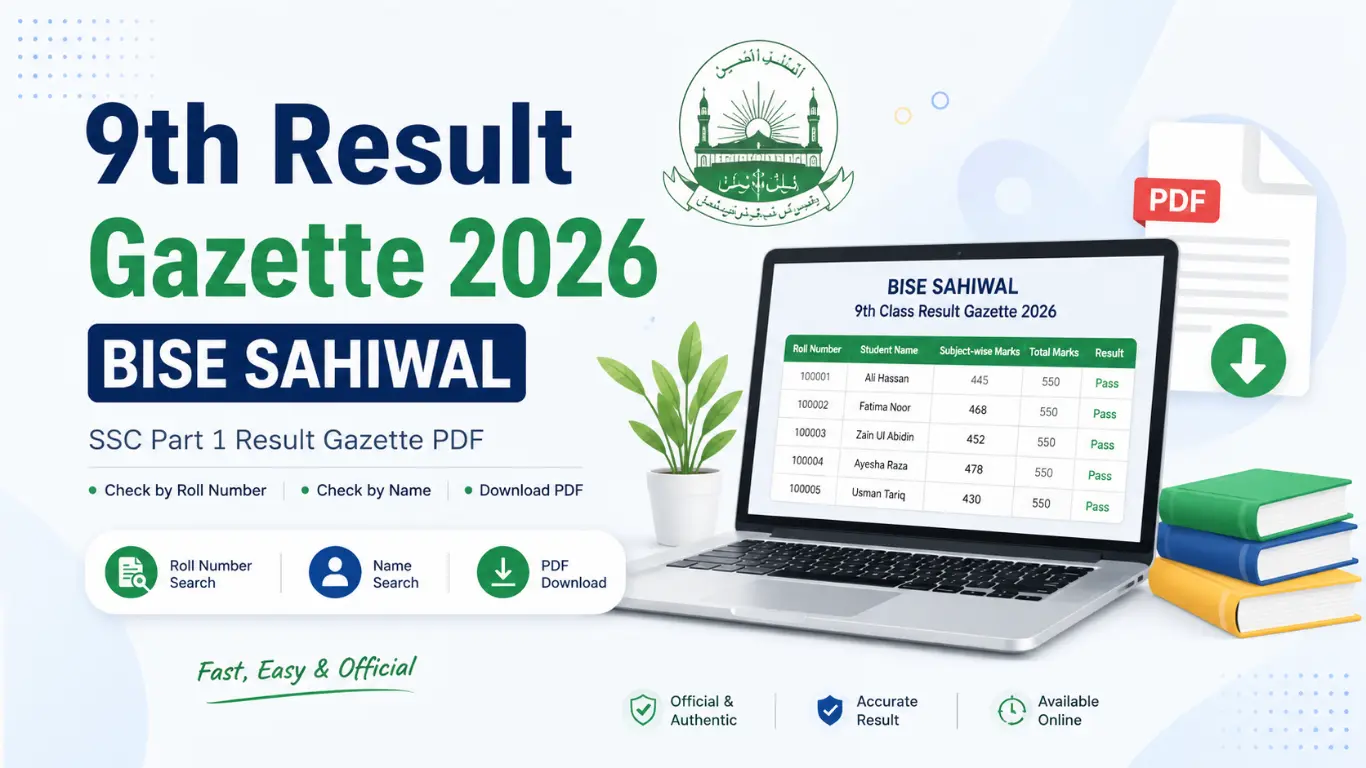 9th Result Gazette 2026 BISE Sahiwal
