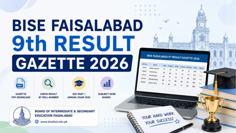 BISE Faisalabad 9th Result Gazette 2026